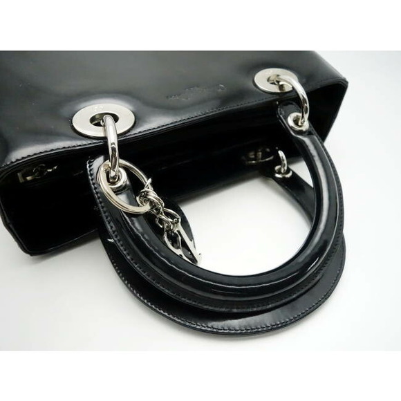 Christian Dior Handbag Lady Dior Cannage Enamel Black - Picture 4 of 7